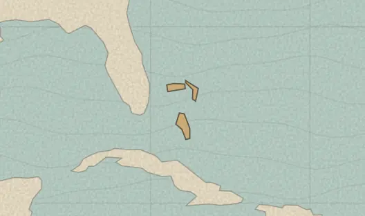 Map of the area covered by the The Bahamas districts quiz