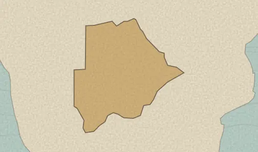Map of the area covered by the Botswana regions quiz