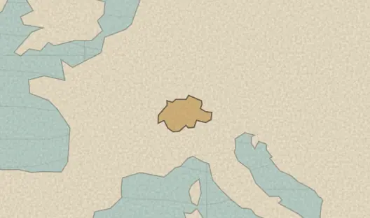 Map of the area covered by the Switzerland cantons quiz
