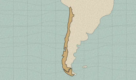 Map of the area covered by the Chile regions quiz