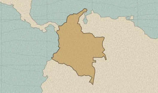 Map of the area covered by the Colombia departments quiz