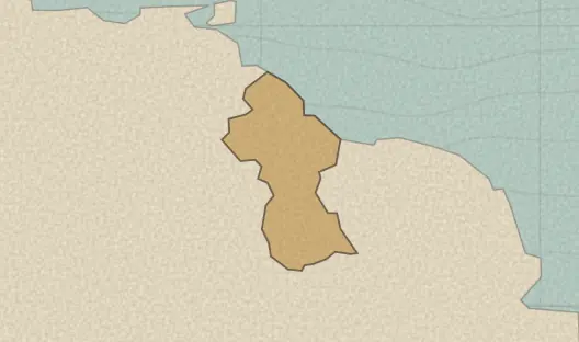 Map of the area covered by the Guyana regions quiz