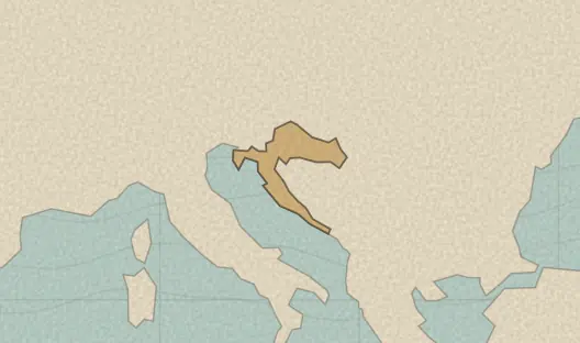 Map of the area covered by the Croatia counties quiz