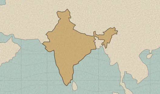 Map of the area covered by the India states and union territories quiz
