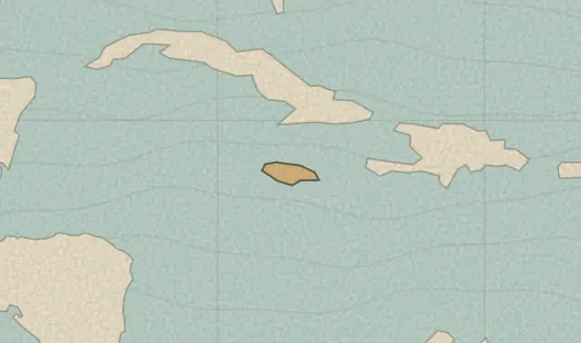 Map of the area covered by the Jamaica parishes quiz