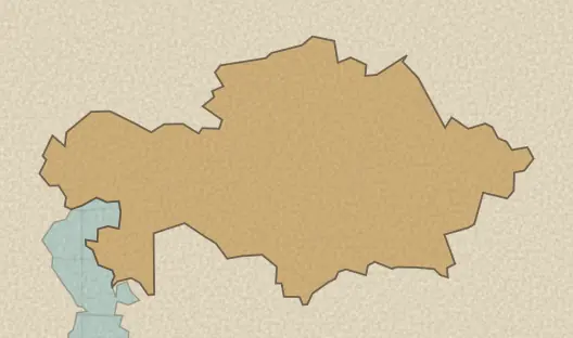 Map of the area covered by the Kazakhstan regions quiz