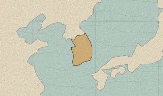 Map of the area covered by the South Korea regions quiz