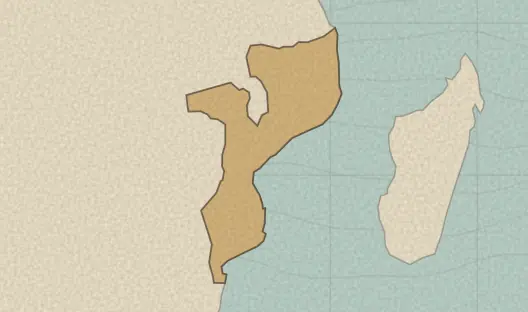 Map of the area covered by the Mozambique provinces quiz