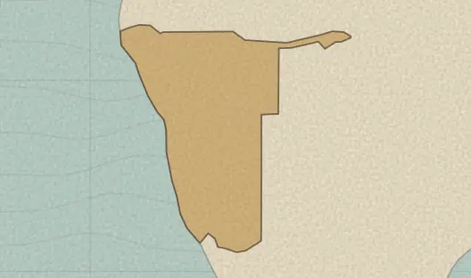 Map of the area covered by the Namibia regions quiz