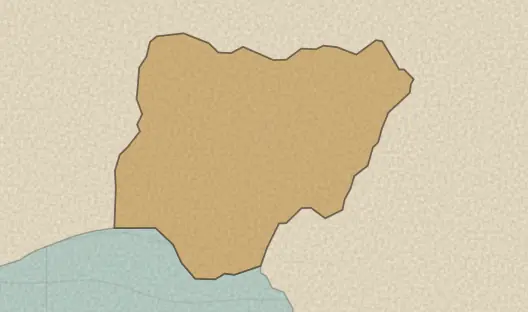 Map of the area covered by the Nigeria states quiz