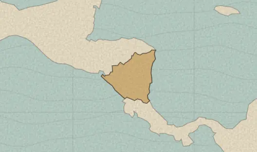 Map of the area covered by the Nicaragua departments quiz