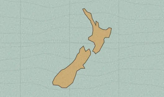Map of the area covered by the New Zealand regions quiz