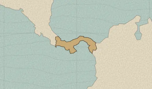 Map of the area covered by the Panama provinces quiz