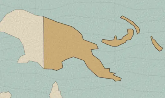 Map of the area covered by the Papua New Guinea provinces quiz