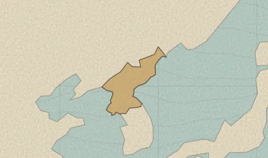 Map of the area covered by the North Korea provinces quiz
