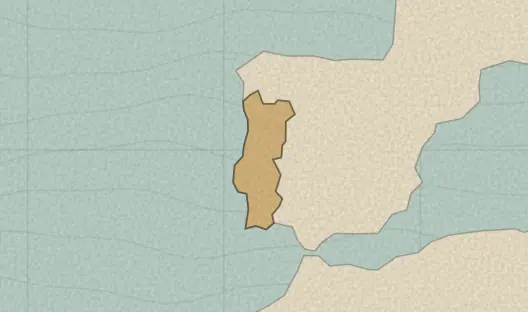 Map of the area covered by the Portugal districts quiz