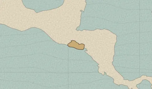Map of the area covered by the El Salvador departments quiz