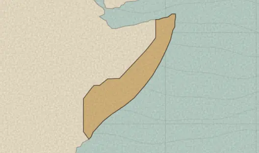 Map of the area covered by the Somalia regions quiz