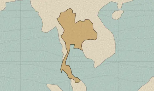 Map of the area covered by the Thailand provinces quiz