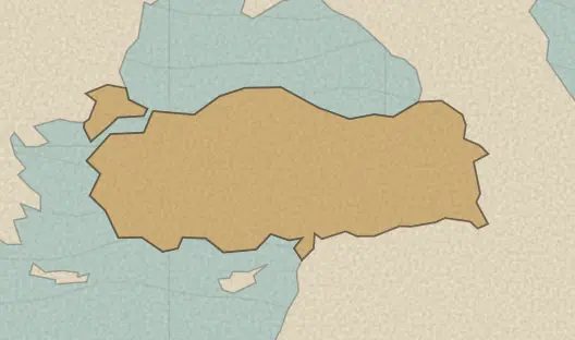 Map of the area covered by the Turkey provinces quiz