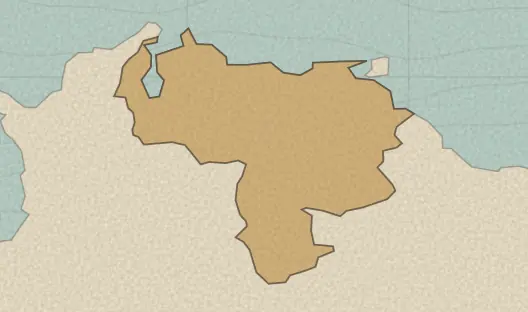 Map of the area covered by the Venezuela states quiz