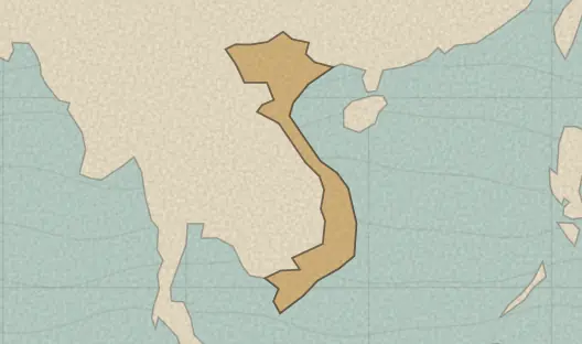 Map of the area covered by the Vietnam provinces quiz