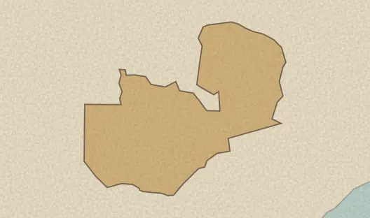 Map of the area covered by the Zambia provinces quiz